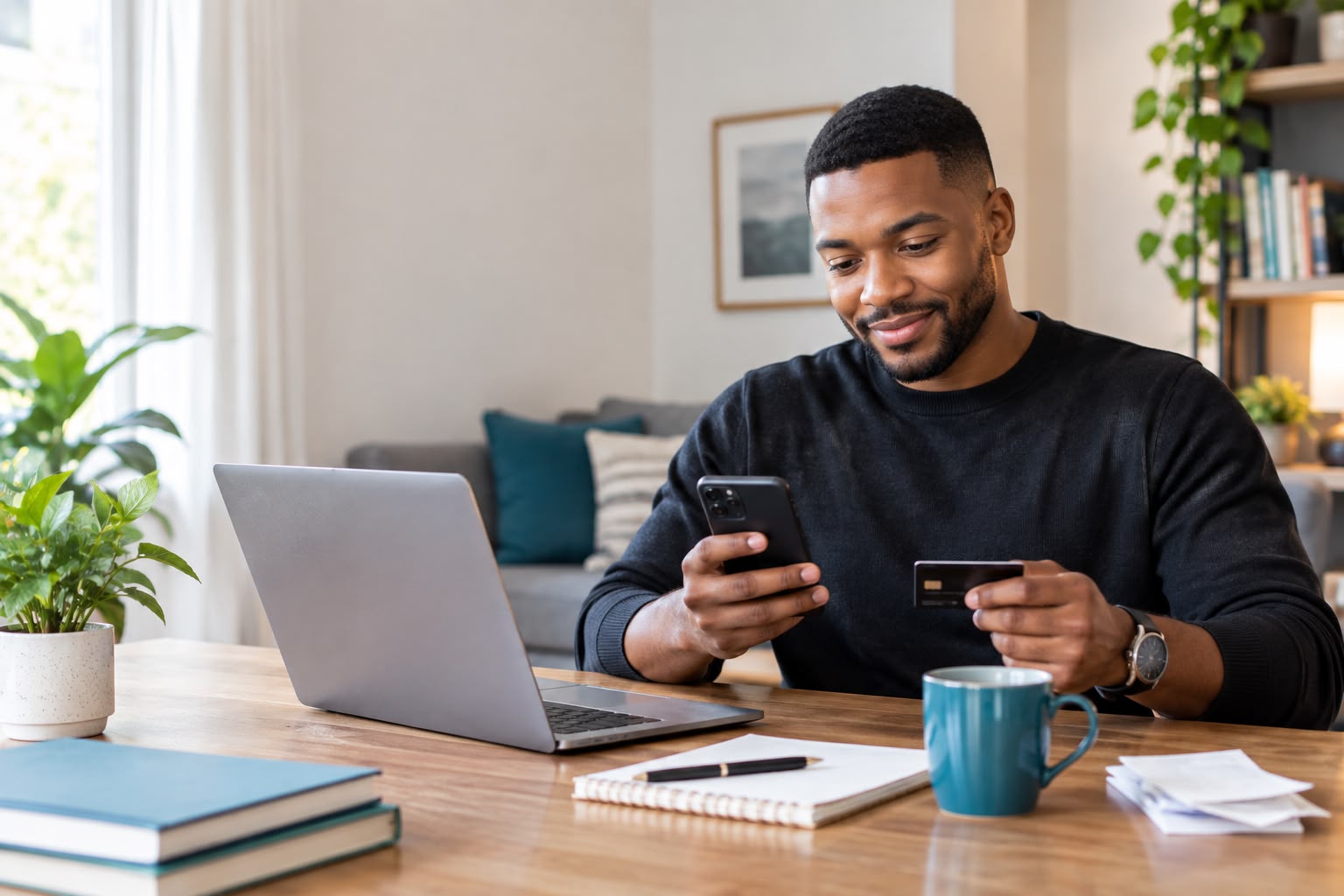 Adult using digital tools for personal finances